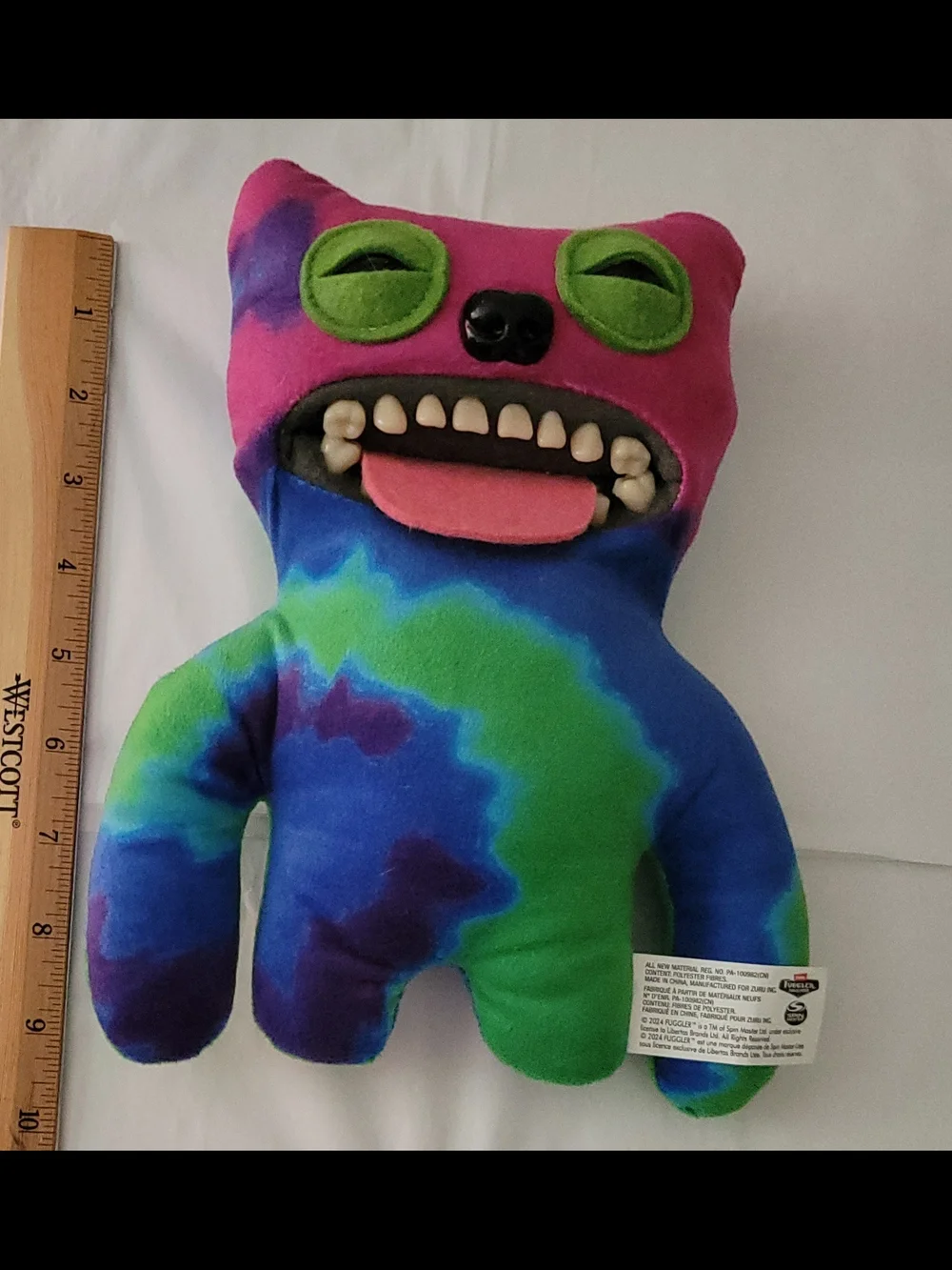 Fuggler 9in Tie-Dye Monster Plush with Felt Eyes and Teeth